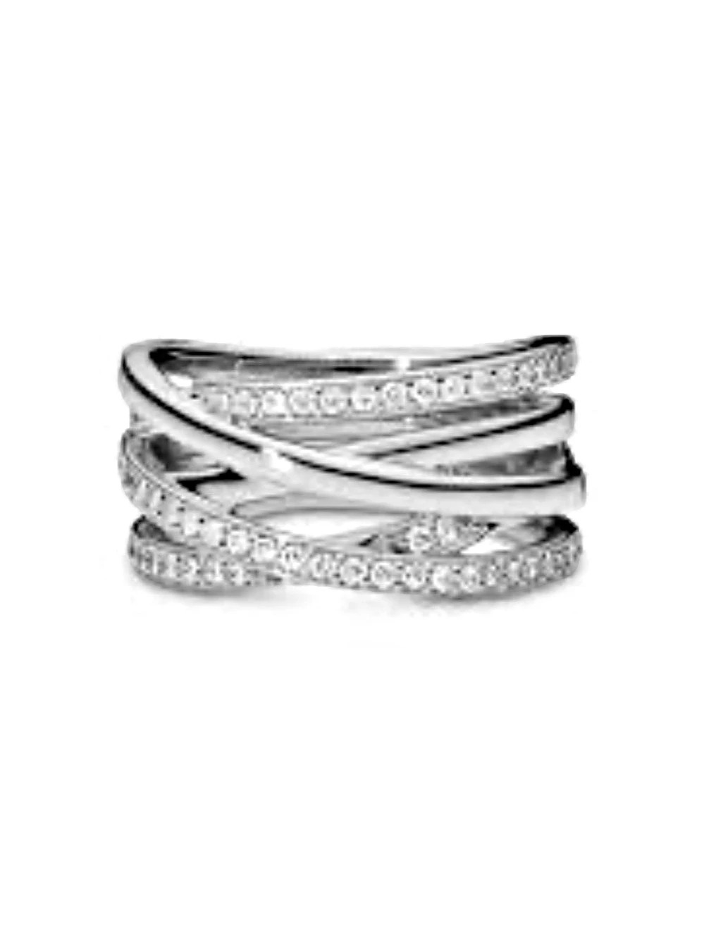 Pandora Sparkling & Polished Lines Ring (Entwined Ring) Silver
